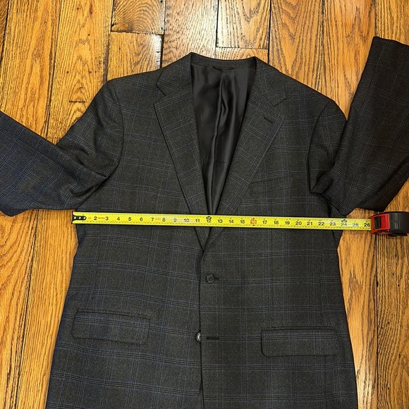 CUSTOM MADE MENS DESIGNER WOOL TWO BUTTON GRAY, BLUE, TAN AND BLACK SPORTCOAT - Picture 6 of 8